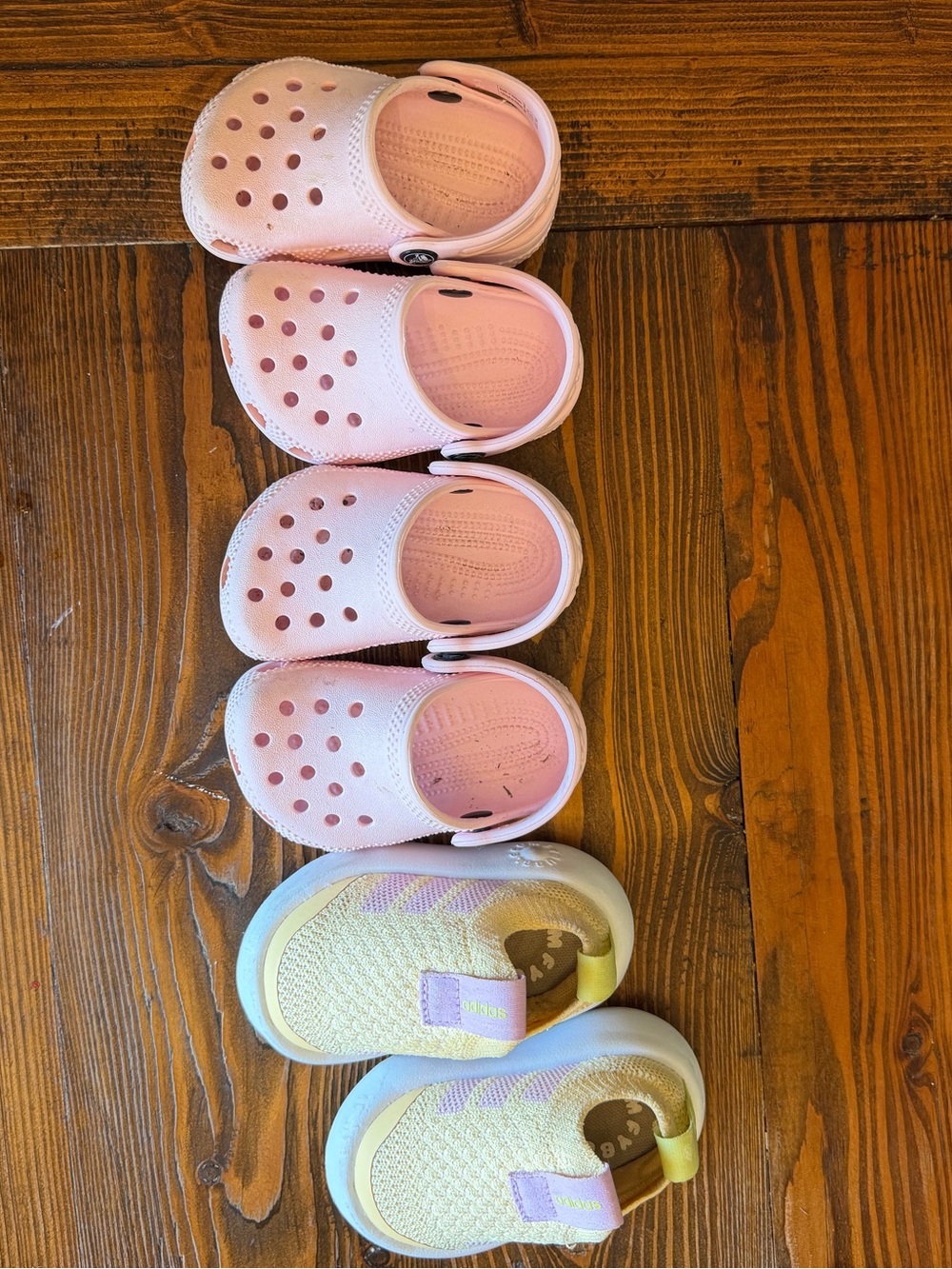 Kids Pink Croc and Yellow Bubblecomfy Adidas Bundle